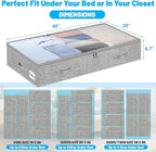 4 Pack 100L Under Bed Storage Containers, Low Profile Closet Organizers and Storage Bins for Dorm, Foldable Underbed Bag for Clothes, Blanket, Sheets, Wrapping Paper, Clear Window & Dual Zippers, Grey