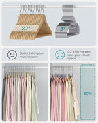 SONGMICS 30 Pack Coat Hangers, Heavy-Duty Plastic Suit Hangers, S-Shaped Opening, Space-Saving, 360º Swivel Hook, 16.3 Inches Wide, Light Gray and Dark Gray UCRP041G05