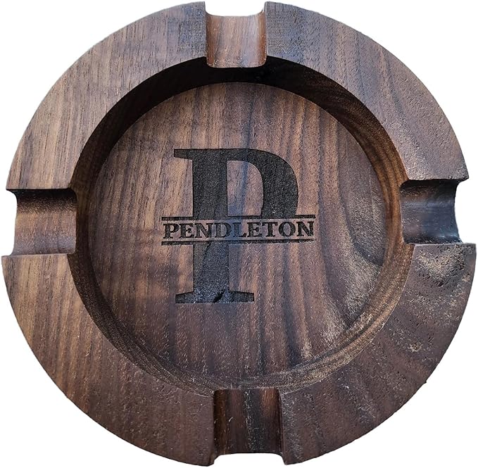 Personalized Name Walnut Cigar Ash Tray for Men Custom Wooden Cigar Ashtray for Outdoors Engraved Monogramed Ashtray Gifts for Father's Day Husband Fathers Groomsmen Papa Grandpa from Daughter Wife