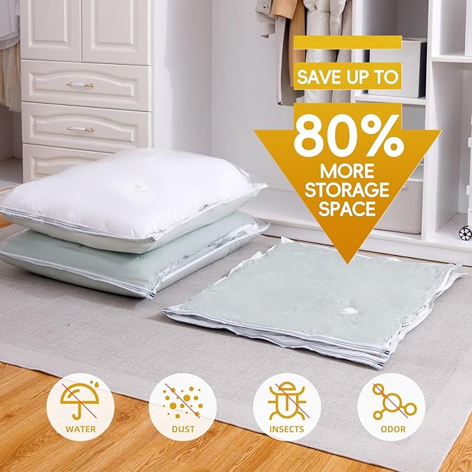 Vacuum Storage Bags - 8 Extra Large Jumbo storage Space Saver Bags (40x31 Inch) for Bedding,Comforters,Blankets,Clothing,Pillows,Jackets,Coats - Vacuum Seal Bags for Home Organization