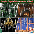Christmas Tree Decorations 18Pcs(Ready to Hang), Acrylic Crystal Ornaments for Christmas Tree- Hanging Christmas Snowflake Decorations for Xmas Decor, Weddings, Frozen Birthday Parties