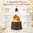 Dog Memorial Gifts for Loss of Dog Sympathy Gift，Snow Globe with Auto Swirling Glitter & 6H Timer, Battery or USB Powered, Dog Passing Away Gifts for Home Decor