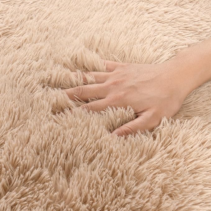 Rugs for Living Room 5x7, Soft Shaggy Modern Shag Area Rug for Bedroom, Upgrade Non-Slip Plush Fluffy Carpet for Kids Boys Girls Room Home Decor Aesthetic, Camel