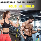 Resistance Bands Set with Door Anchor Training System, 5 Colors Stackable up to 150LBS, Includes 5-Angle Door Training Tool, Home Full Body Workout Bands, Handles, Ankle Straps, Portable Bag