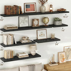 Vivelove 16 Inches Floating Shelves Wall Mounted, 10" Deep Wall Shelves for Bedroom, Bathroom, Living Room, Kitchen, Office, Home Decor, Modern Shelf, Set of 2, Black, 16x10.2x1.5
