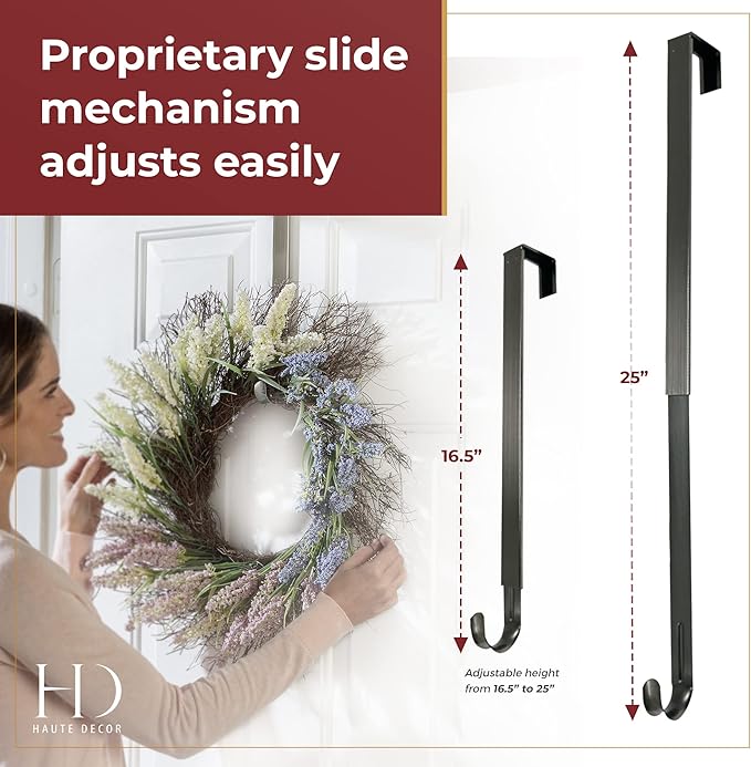 Haute Decor Adjustable Length Wreath Hanger - 20 Lb. Capacity