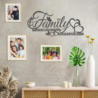 Family Where Life Begins Love Never Ends Word Wall Art Decor, Black Family Metal Wall Sign with Butterflies Heart, Iron Letters Hanging Sculpture for Kitchen Living Room Decoration (A)