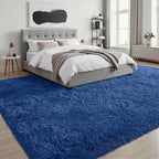 Fluffy Area Rugs 9x12 Living Room Bedroom: Ultra Soft Shag Rug Upgrade Non-Slip Non-Shedding Large Fuzzy Plush Carpet Indoor Floor Carpets for Kids Room Playroom Nursery Dorms Home Decor Blue