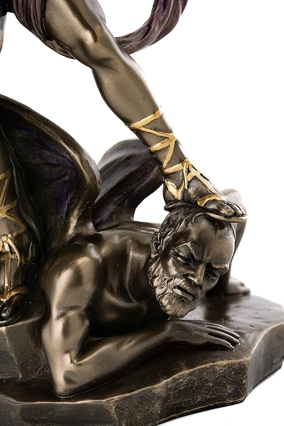 Top Collection Archangel St. Michael Statue - 14.5-Inch Saint Michael Defeating Lucifer in Religious Premium Cold-Cast Bronze Sculpture - Collectible Angel of Heaven Stepping on Demon Figurine