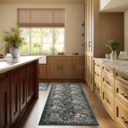 Washable Runners for Hallways Area Rugs 2x6 Black Green Vintage Floral Botanical Pattern Perfect for Soft Hallway Rug Carpet for Kitchen Bedroom Bathroom Laundry Room