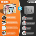 Clear Under Bed Storage Containers - 4 Pack Large Capacity Clothes Storage Bags with Lid & Sturdy Handles, Foldable Moving Bags, Clothing Organizer Totes for Bedding, Comforter, Sheet（40 L）
