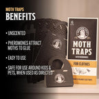 Grandpa Gus's Moth Traps for Clothes, Clothing Moth Killer for Closet and Wardrobe, Pheromone Glue Trap, No Mothballs, Safe for Kids and Pets, 6 Pack