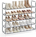 SONGMICS 5-Tier Shoe Rack, Shoe Storage for Hallway Closet, Slim and Space-Saving, Metal Frame, Non-Woven Fabric Shelves, Grey ULSH055G01V1