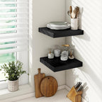 Vivelove 2" Thick Floating Shelves for Wall 12 Inches Long, 12" Deep Wall Shelves, for Bedroom, Bathroom, Living Room, Kitchen, Office, Modern Home Decor, 12" X 12" X 2", Set of 2, Black