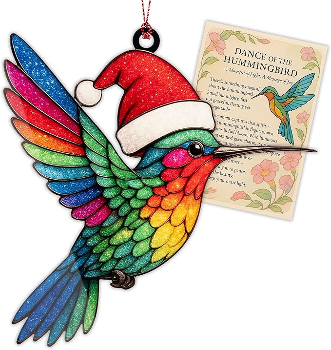 Hummingbird Gifts for Women - Christmas Ornament 2026 - Beautiful Christmas Ornaments Decorative Hummingbird with Meaningful Story Card Humming Bird Valentines Birthday Teacher Gift