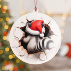Racoon Christmas Ornaments 2025, Raccoon Funny Ornament with 2D Effect, Racoon Gifts for Women Men, Hanging Christmas Tree Decorations for Family Friends, Holiday Ornament for Raccoon Lovers