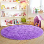 4'x4' Purple Round Rug for Bedroom, Ultra Soft Fluffy Circle Rug for Kids Girls Boys Room, Cute Shag Rugs for Living Room Playroom Teen Room Home Decor Rug