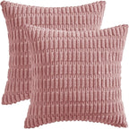 MIULEE Pack of 2 Corduroy Decorative Throw Pillow Covers 20x20 Inch Soft Boho Striped Pillow Covers Modern Farmhouse Home Decor for Sofa Living Room Couch Bed Blush Pink Spring Valentine Decor