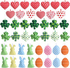 Jutom 108 Pcs Easter Egg Rabbit Ornaments Shamrock Felt Heart Hanging Ornaments Heart Shaped Clover Baubles Shamrock Egg Felt Decoration for Holiday Favor (Lovely)