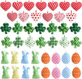 Jutom 54 Pcs Easter Egg Rabbit Ornaments Shamrock Felt Heart Hanging Ornaments Heart Shaped Clover Baubles Shamrock Egg Felt Decoration for Holiday Favor (Lovely)