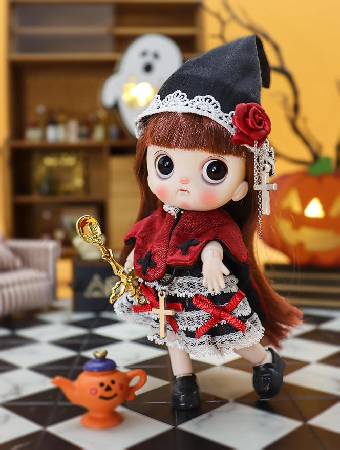2pcs Collectible Dolls Gothic Figures Cute Birthday Gift for Girls,12 Points Articulated Anime Action Figures with Interchangeable Heads & Removable Clothes