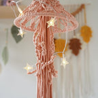 Macrame Wall Hanging,Jellyfish Dream Catcher with Star Lights,Bohemian Woven Wall Art Decor Beautiful Apartment Dorm Room Door Decoration (Pink)