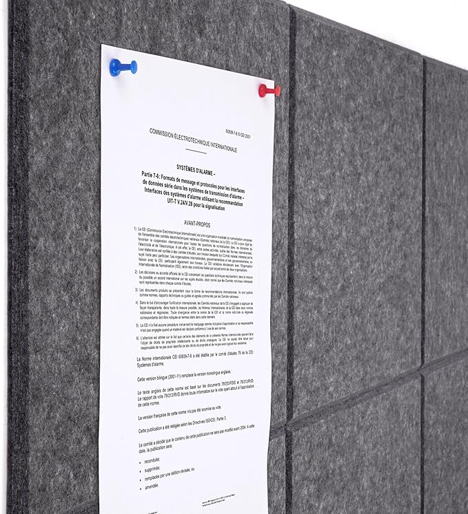 Large Cork Board Alternative 36" X 24" Bulletin Board - 6 Pack Removable Felt Wall Tiles, Cork Wall Tiles Bulletin Board Home Office Essentials - Dark Gray