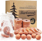 Cedar Blocks for Clothes Storage 33 Pack, 20 Rings 10 Balls 3 Storage Bags, 100% Natural Aromatic Accessories for Closets and Clothes