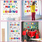 gisgfim Classroom Bulletin Board Decoration Set Wall Door Decor Colorful Reading Classroom Decorations for Kindergarten Preschool Elementary Middle School(Discover The Magic of Reading)