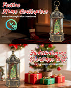 Large Christmas Snow Globes Light up Lantern with 8 Songs, 13" Christmas Tree & Rotating Train Snow Globe for Kids Adults, 6H Timer Dual Power, Snowglobes Christmas Decorations Indoor Gifts Women Men