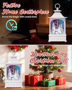 Large Christmas Snowman Snow Globe Light up Lantern with 8 Songs, 9.84" White Christmas Snow Globes for Kids Adults, 6H Timer & Dual Power, Snowglobes Christmas Decorations Indoor Silver Blue Snowman
