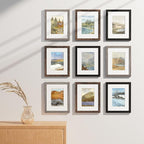 Vittanly 8x10 Picture Frames Set of 9, Display 5x7 Pictures with Mat or 8x10 without Mat, Photo Frames for Wall or Tabletop with Plexiglass, Engineered Wood, Black&Brown&Dark Grey