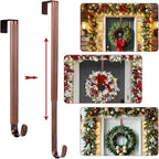2 Pack Wreath Hanger for Front Door, 20 lbs Christmas Wreath Door Hanger, Non Scratch Over the Door Hooks for Xmas Easter Halloween Fall Wreaths Décor Welcome Sign, Adjustable from 15 to 25 in Hangers