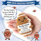 Belatelove Uncle Gifts from Nephew Niece, Positive Handmade Crochet Uncle Father's Day Birthday Gifts, Unique Funny I Love You Cute Football Small Gift for Uncles