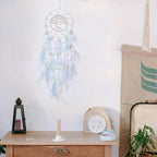 Pretty Jolly White Tree of Life Dream Catcher Wall Decor with Luminous Beads Handmade Crystal Stones Dreamcatchers Wall Hanging with Small Butterfly Pendant for Bedroom Wedding Party Wish Gift