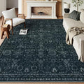Lahome Washable 9x12 Area Rugs for Living Room,Black Boho Rugs for Bedroom,Dark Lurxry Non Shedding Carpet for Dining Room Apartment Dorm Office Aesthetic Decor