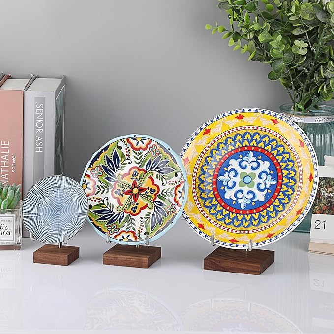 Hipiwe Rock Display Stand with Wooden Base Adjustable Metal Arms Display Stand Easel for Geode Mineral Agate Gemstones Fossils Plate and Photo,3.1"x3.1"x5"
