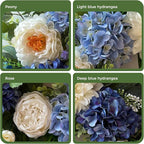24 Inch Spring Wreaths for Front Door, Spring Summer Door Wreath with Blue Hydrangea White Peony Flower Wreath for All Season Outside Indoor Outdoor Home Porch Wall Decor