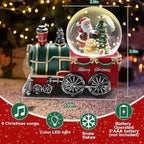Christmas Snow Globe with Light up and Musical Snowflakes, 5.9 Inch Height Santa Claus Train Resin Snowglobe, Christmas Holiday Indoor Decor.