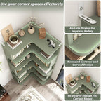 Armocity Corner Book Shelf - 6 Tier Corner Bookshelf Etagere Bookcase with Baffle, Freestanding L Shaped Display Shelf Stand for Home Office, Living Room, Bedroom, Kitchen, Crab Green