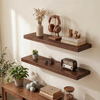 30 Inch Floating Shelves, Solid Wood Wall Shelves, 8 Inch Deep Floating Shelf – for Bathroom, Bedroom, Living Room, Kitchen, Home Decor & Storage, Heavy-Duty Wooden Shelf Wall-Mounted, Set of 2