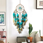 Large Dream Catchers, Boho Handmade Woven Turquoise Dream Catchers Wall Hanging for Bedroom Home Decor, Wedding Party Decor, Adults Boys Girls Festival Blessing Gift (Turquoise & Brown)