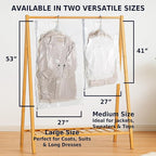 Hanging Vacuum Storage Bags for Clothes, Vacuum Seal Bags for Clothes with 5 Rings Each, Waterproof Compression Bags for Coats, Suits & Jackets, Space Saver Organizer, 4 Pack (41 x 27 in & 53 x 27 in)