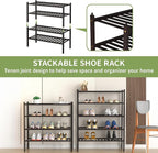 5 Tier Bamboo Shoe Rack for Closet Free Standing Wood Shoe Shelf for Entryway Small Space Stackable 27"x11"x33" (Brown)
