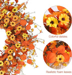 Sggvecsy Fall Wreath 24'' Autumn Harvest Daisy Wreath with Orange Eucalyptus Foam Leaves Grain Daisies Berries for Outside Indoor Home Wall Festival Thanksgiving Decor