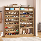 Tribesigns 2PCS Tall Shoe Cabinet, 9 Tiers 40-45 Pairs Heavy Duty Wood Freestanding Shoe Storage Cabinet, 70.8'' Tall Shoe Cabinet with Open Storage for Entryway (2, Light Brown)