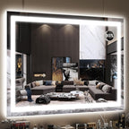 FENNIO Large Vanity Mirror with Lights，40" x 28"Makeup Mirror with Lights，Hollywood Mirror with 3 Color Modes & Adjustable Brightness，Vanity Mirror Square White