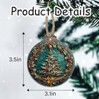 DASTOLL Stained Glass Christmas Decorations, Retro Red Dotted Wreath Suncatcher for Window Christmas Tree Hanging Ornaments Green Sun Catcher Xmas Decor Gifts for Women Men Mom Nana Friend