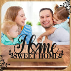 Teenyyou Home Sweet Home Sign House Table Decor Bless Centerpiece Black Metal Word Sign with Wooden Base for Sweet Family Tabletop Desk Decoration Housewarming Gift
