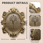 Vintage Key Wall Sculpture, Antique Wall Decor,Retro Hallway Wall Art,Hanging Decoration with Embossed Key Design, Oval Aesthetic Room Decor, Vintage Decoration for Living Room Bedroom Gallery,Unique Gifts